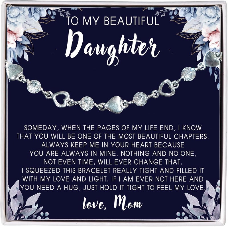 CALLA DECORGIFTS To My Daughter Bracelet From Mom And Dad With Heartfelt Message & Elegant Box, Valentines Gifts For Daughter, Jewelry Gift For Daughter From Mother and Father On Birthday, Graduation - Image 1